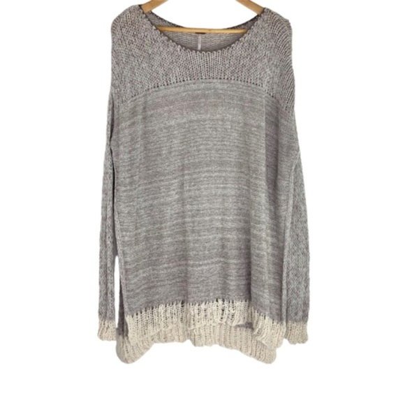 Free People Knit Crochet Lightweight Pullover Sweater Long Sleeve Top - Picture 2 of 6